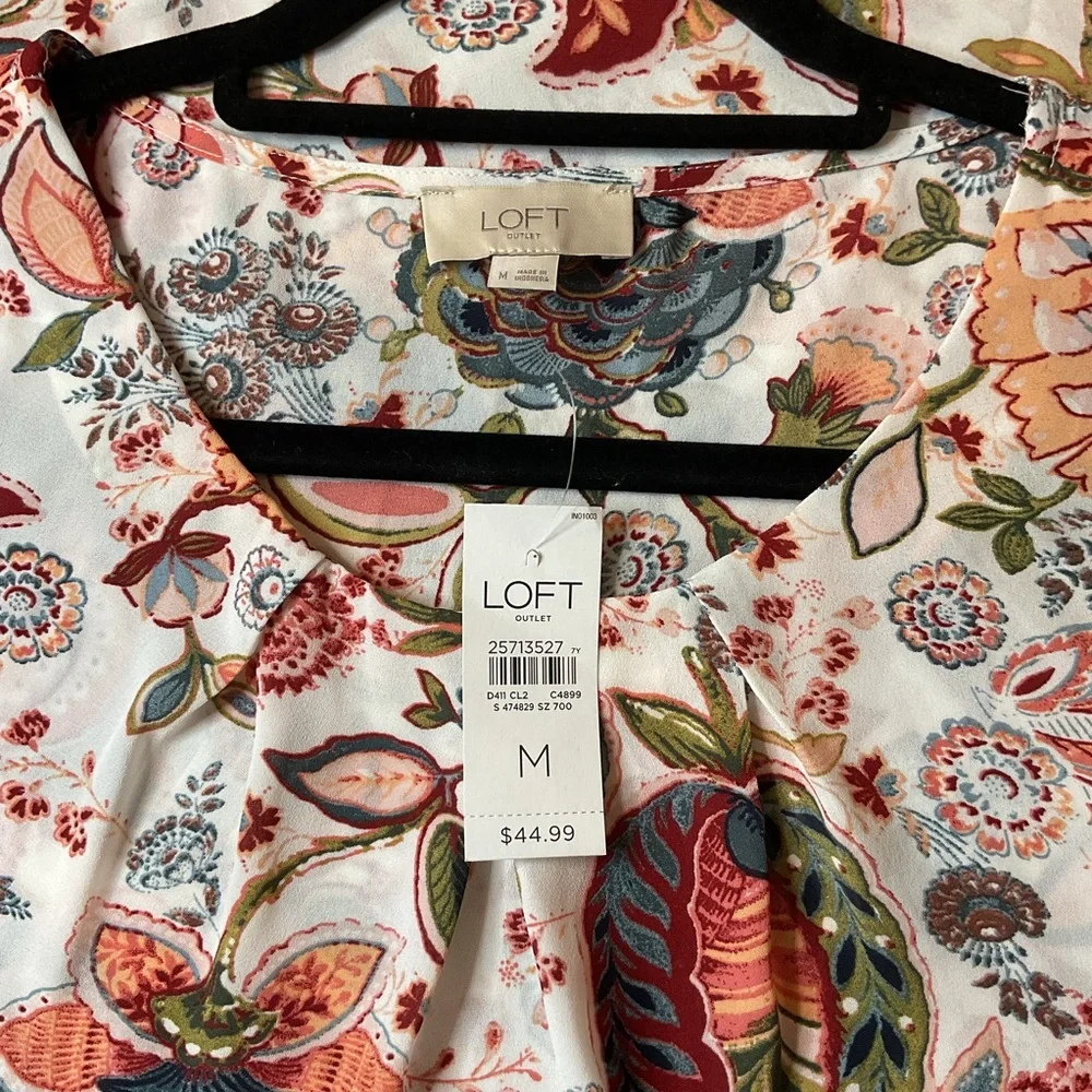 LOFT Floral Sleeveless Blouse - Maroon and Blue - Picture 4 of 6